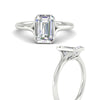 Load image into Gallery viewer, Split Shank Emerald Cut Bezel Set Solitaire Ring