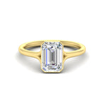 Load image into Gallery viewer, Split Shank Emerald Cut Bezel Set Solitaire Ring
