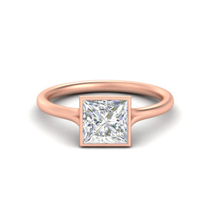 Split Shank Princess Cut Bezel Set Solitaire Ring