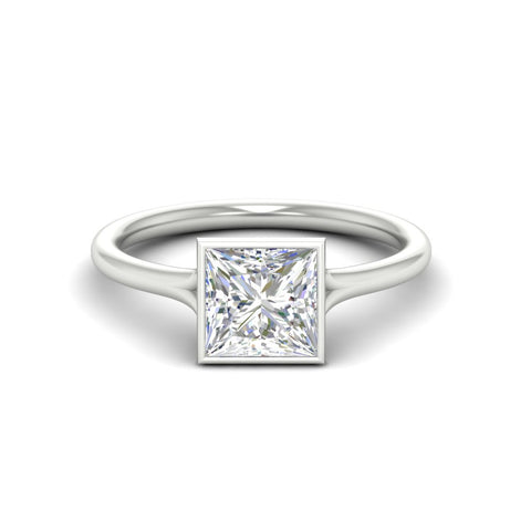 Split Shank Princess Cut Bezel Set Solitaire Ring