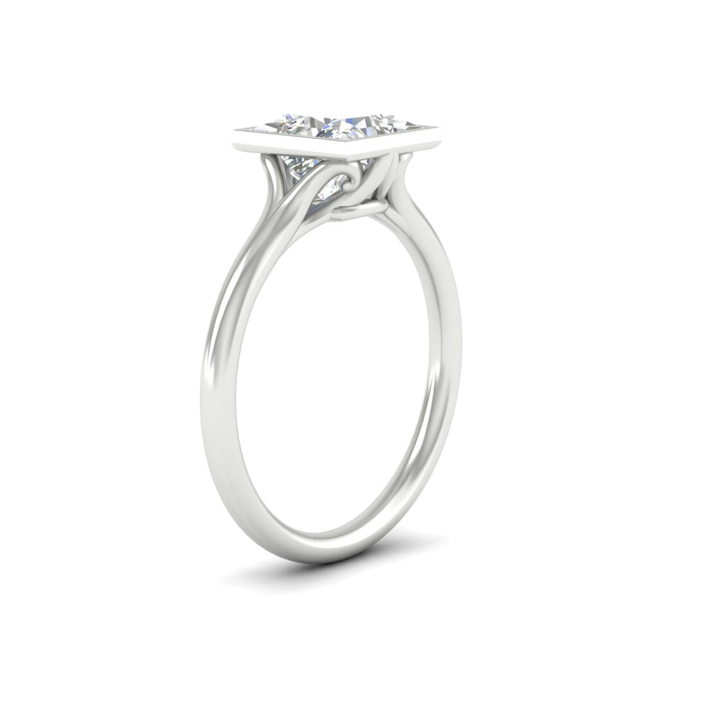 Split Shank Princess Cut Bezel Set Solitaire Ring