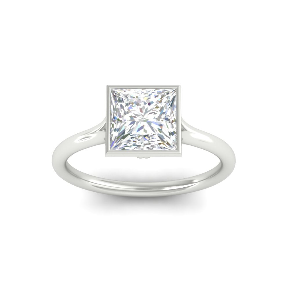 Split Shank Princess Cut Bezel Set Solitaire Ring