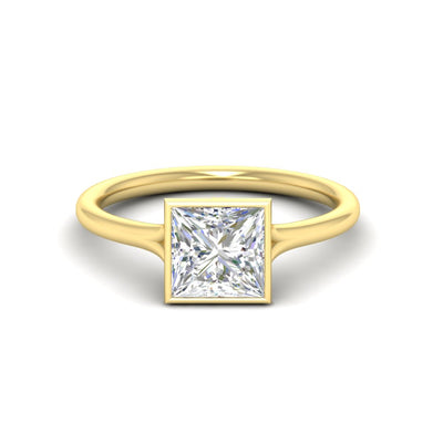 Split Shank Princess Cut Bezel Set Solitaire Ring