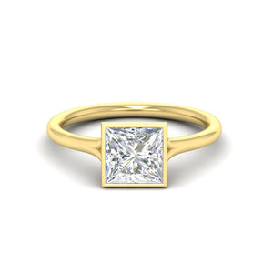 Split Shank Princess Cut Bezel Set Solitaire Ring