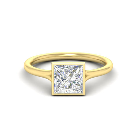 Split Shank Princess Cut Bezel Set Solitaire Ring