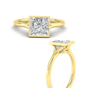Split Shank Princess Cut Bezel Set Solitaire Ring