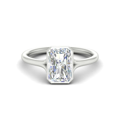 Split Shank Radiant Cut Bezel Set Solitaire Ring