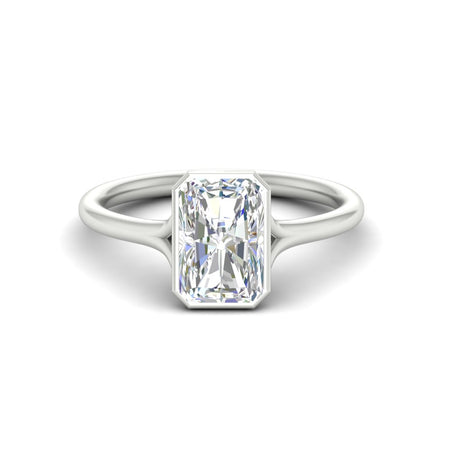 Semi Split Band Radiant Cut Bezel Set Solitaire Ring
