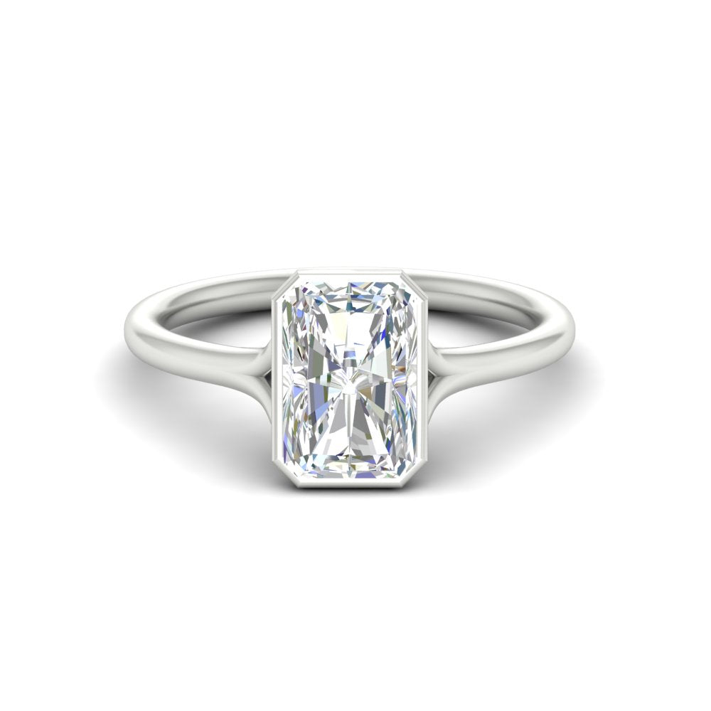 Split Shank Radiant Cut Bezel Set Solitaire Ring