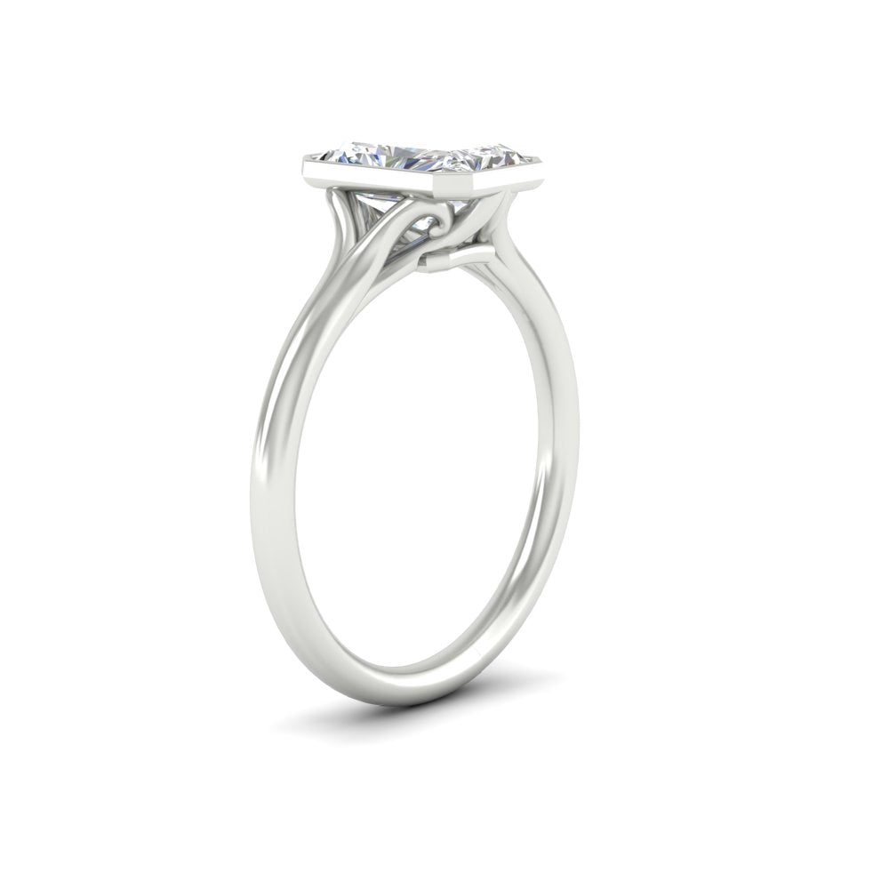 Split Shank Radiant Cut Bezel Set Solitaire Ring