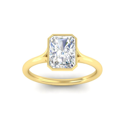 Split Shank Radiant Cut Bezel Set Solitaire Ring