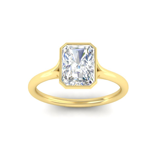 Split Shank Radiant Cut Bezel Set Solitaire Ring