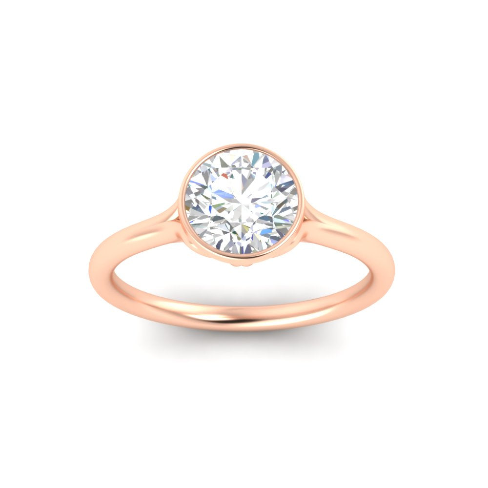 Split Shank Round Cut Bezel Set Solitaire Ring