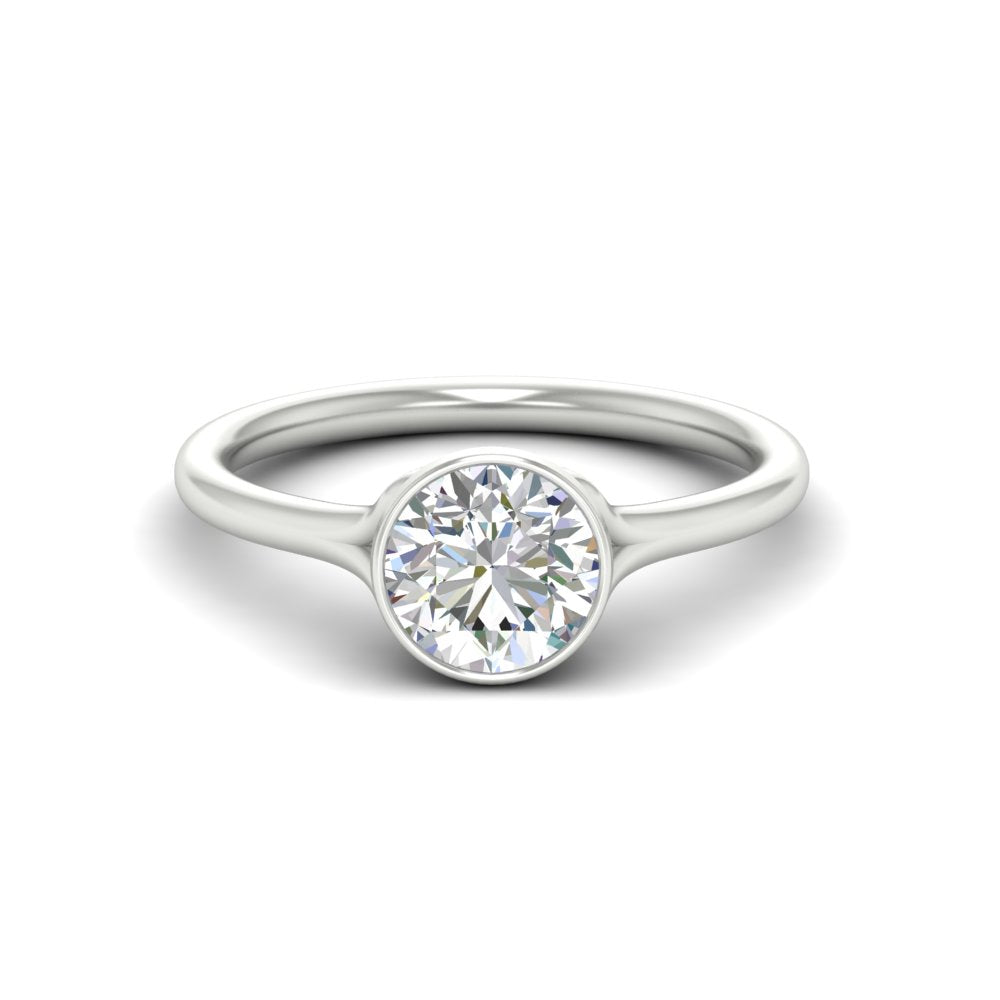 Split Shank Round Cut Bezel Set Solitaire Ring