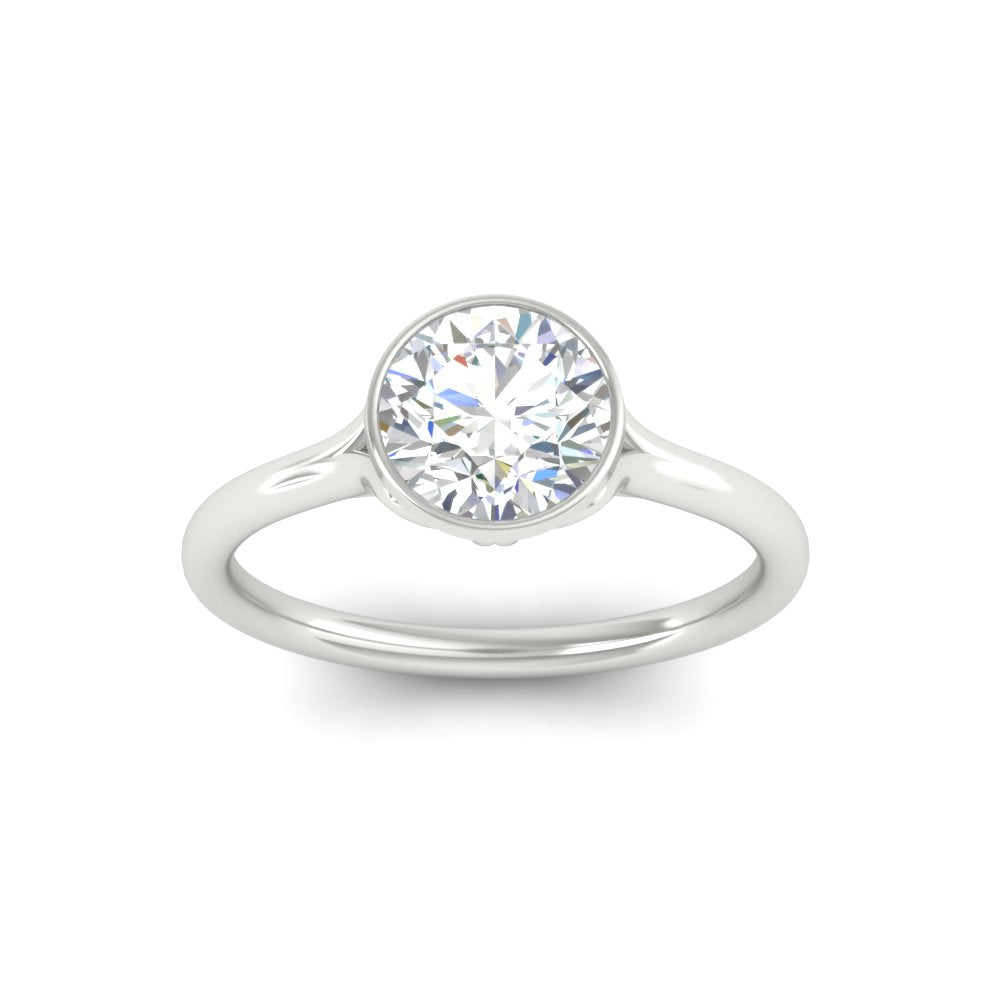 Split Shank Round Cut Bezel Set Solitaire Ring