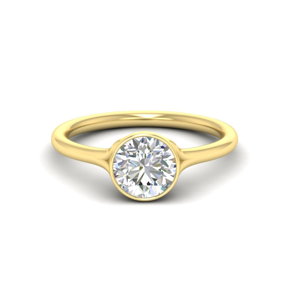 Split Shank Round Cut Bezel Set Solitaire Ring