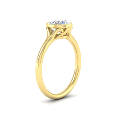Split Shank Round Cut Bezel Set Solitaire Ring