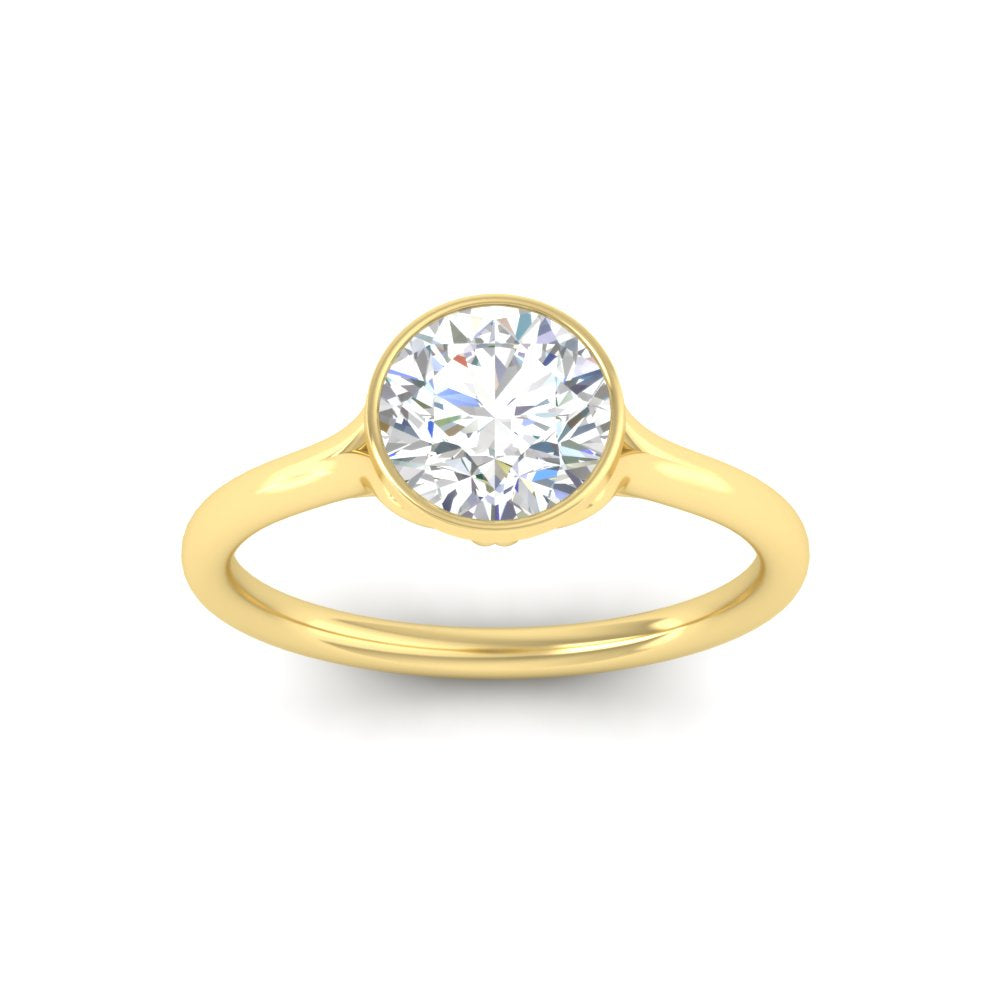 Split Shank Round Cut Bezel Set Solitaire Ring