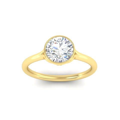 Split Shank Round Cut Bezel Set Solitaire Ring