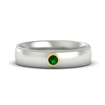 Load image into Gallery viewer, bezel-set-two-tone-solitaire-mens-emerald-ring-in-white-gold-fdb10202rogemgr-nl-wg.jpg
