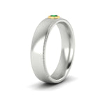 Load image into Gallery viewer, bezel-set-two-tone-solitaire-mens-emerald-ring-in-white-gold-fdb10202rogemgrangle2-nl-wg.jpg