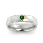 Load image into Gallery viewer, bezel-set-two-tone-solitaire-mens-emerald-ring-in-white-gold-fdb10202rogemgrangle5-nl-wg.jpg