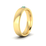 Load image into Gallery viewer, bezel-set-two-tone-solitaire-mens-emerald-ring-in-yellow-gold-fdb10202rogemgrangle2-nl-yg.jpg