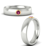 Load image into Gallery viewer, bezel-set-two-tone-solitaire-mens-pink-sapphire-ring-in-white-gold-fdb10202rogsadrpiangle3-nl-wg.jpg