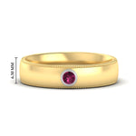 Load image into Gallery viewer, bezel-set-two-tone-solitaire-mens-pink-sapphire-ring-in-yellow-gold-fdb10202rogsadrpi-nl-yg-hw.jpg
