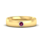 Load image into Gallery viewer, bezel-set-two-tone-solitaire-mens-pink-sapphire-ring-in-yellow-gold-fdb10202rogsadrpi-nl-yg.jpg