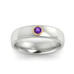 Load image into Gallery viewer, bezel-set-two-tone-solitaire-mens-purple-topaz-ring-in-white-gold-fdb10202rogvitoangle5-nl-wg.jpg