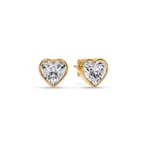 Bezel Set Heart Shaped Diamond Solitaire Stud Earrings