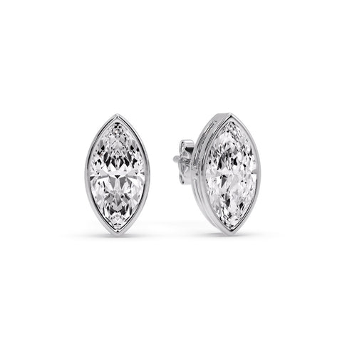 Bezel Stud Earring One Carat Marquise Diamond
