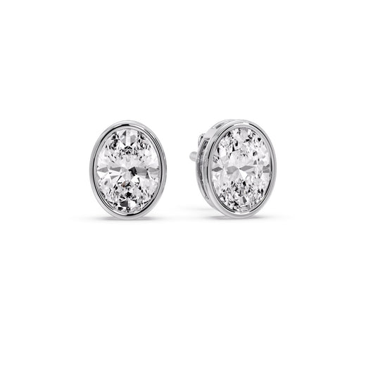 Bezel Stud Earring Oval Diamond
