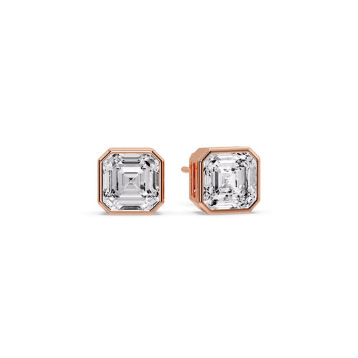 Asscher Diamond Bezel Stud Earring