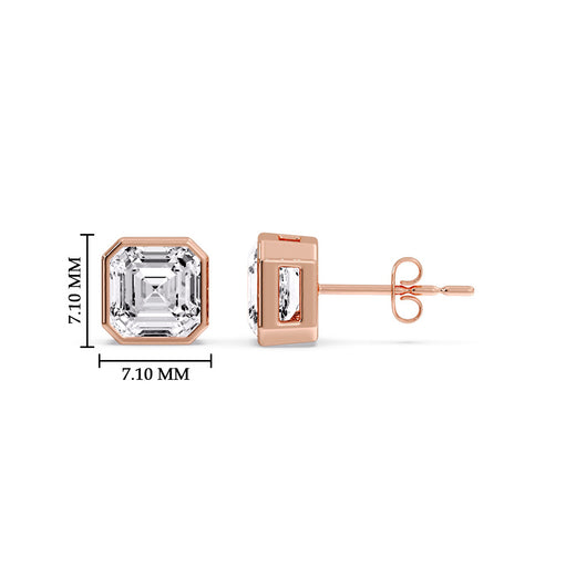 Asscher Diamond Bezel Stud Earring
