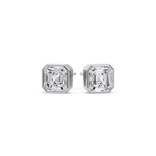 Asscher Diamond Bezel Stud Earring