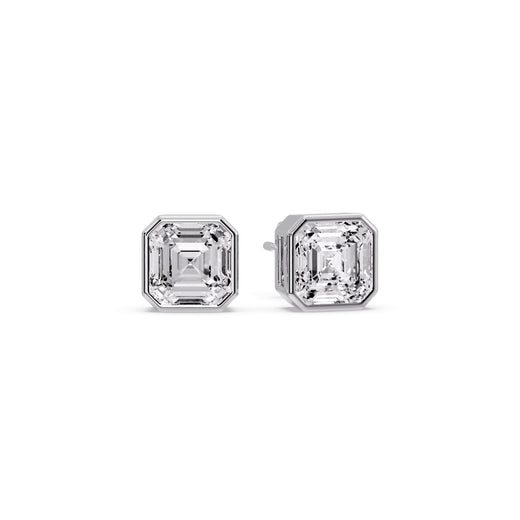 Asscher Diamond Bezel Stud Earring