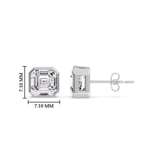 Asscher Diamond Bezel Stud Earring