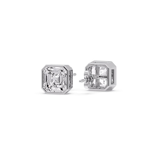 Asscher Diamond Bezel Stud Earring