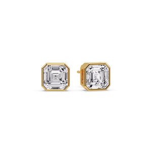 IGI Certified Bezel Set Asscher Diamond Stud Earrings