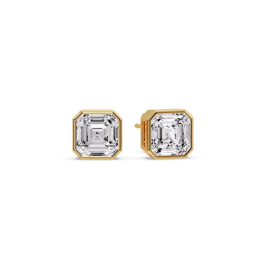 Asscher Diamond Bezel Stud Earring