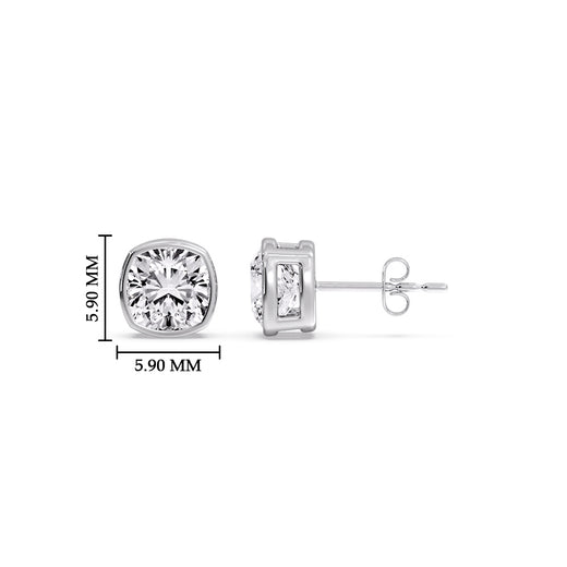 Bezel Set Cushion Diamond Stud Earrings