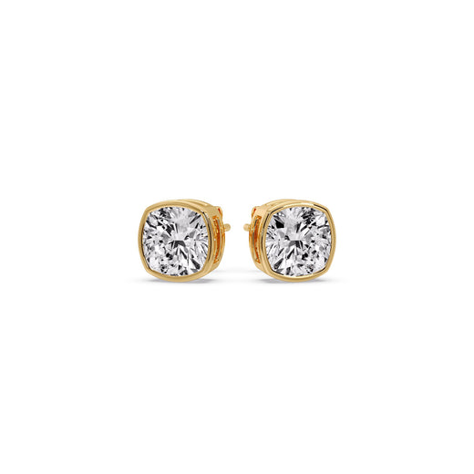 Bezel Set Cushion Diamond Stud Earrings