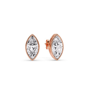 Marquise Diamond Solitaire Stud Earrings With Bezel Setting