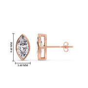 Bezel Stud Earring One Carat Marquise Diamond