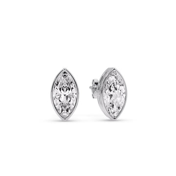 Bezel Stud Earring Marquise Diamond