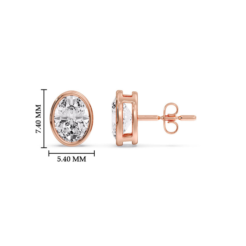 Bezel Stud Earring Oval Diamond
