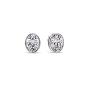 Bezel Stud Earring Oval Diamond