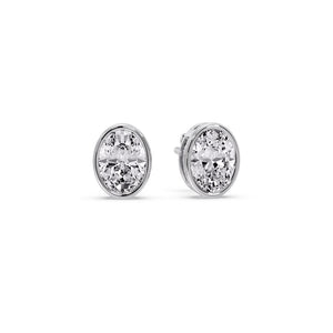 Oval Diamond Bezel Set Solitaire Stud Earrings [IGI Certified]